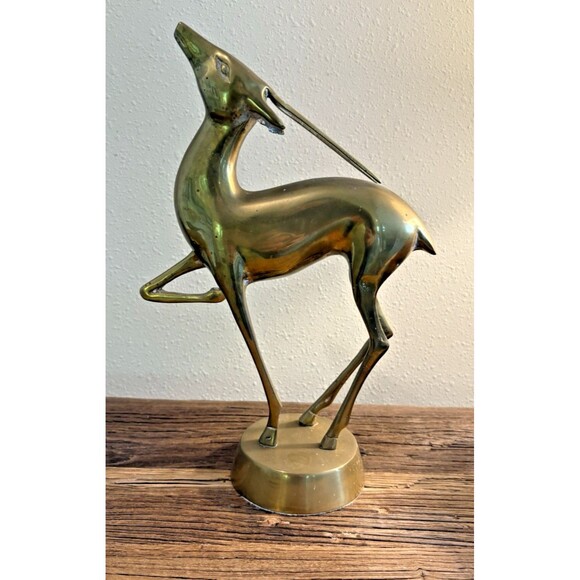 Vintage Brass MCM Large Antelope Gazelle Deer Figurine 13.5 Inches - Picture 2 of 12